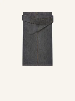 DOUBLE BELT DENIM SKIRT