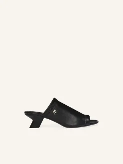 MULES WET À TALON EN CUIR STRETCH