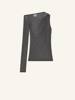 TOP ASYMÉTRIQUE RAYÉ EN MESH