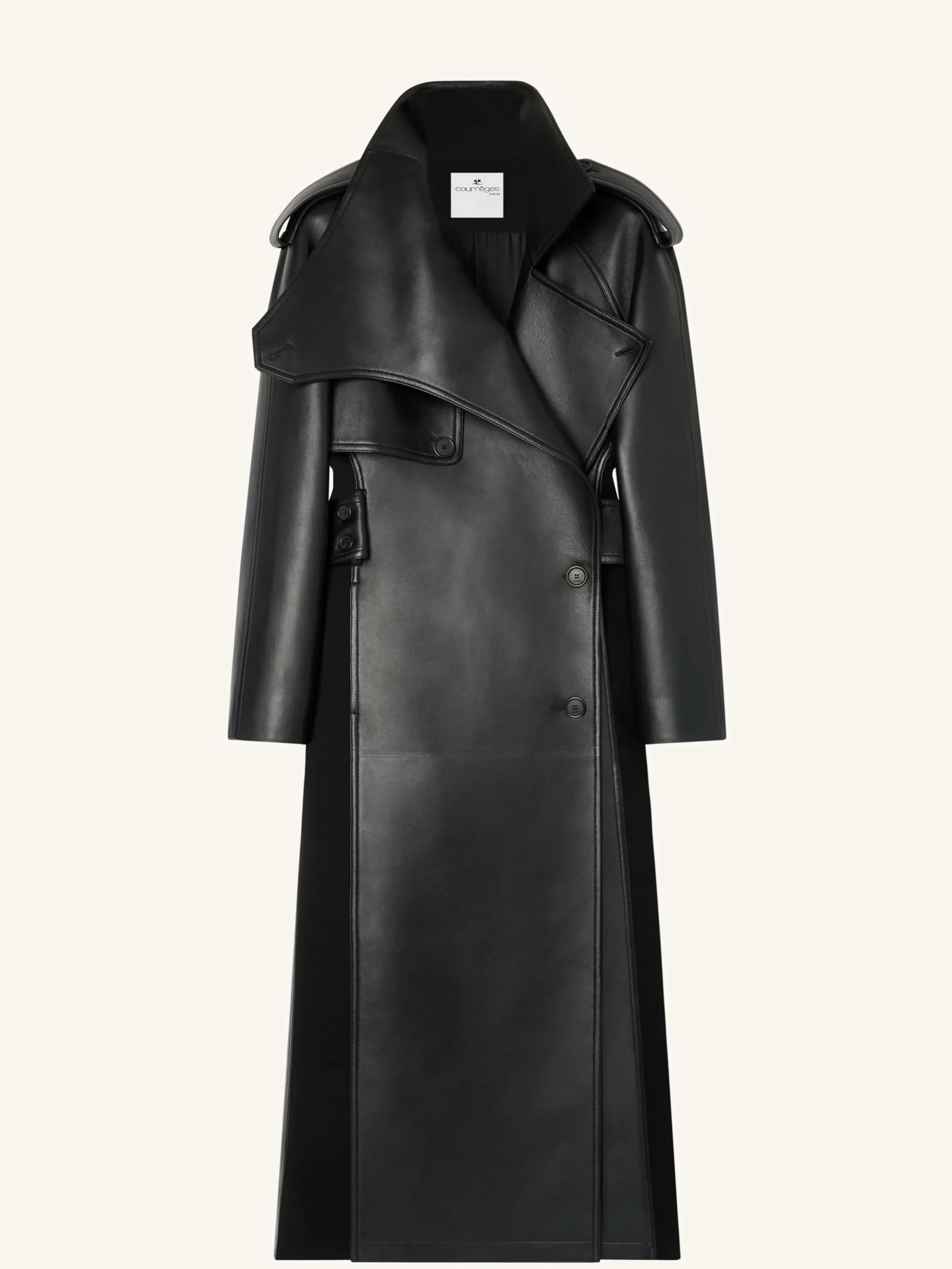 TRENCH OBLIQUE EN CUIR